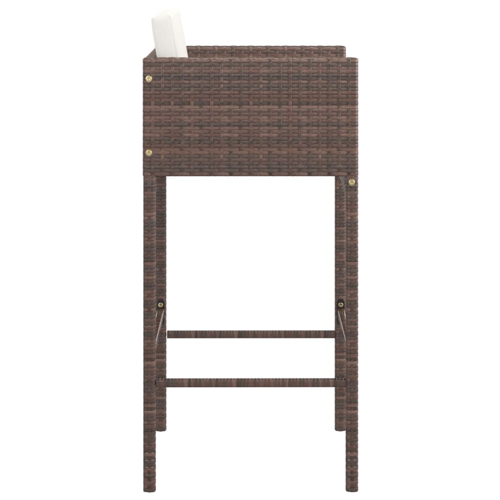 2 db barna polyrattan bárszék párnával 2 db barna polyrattan bárszék párnával
