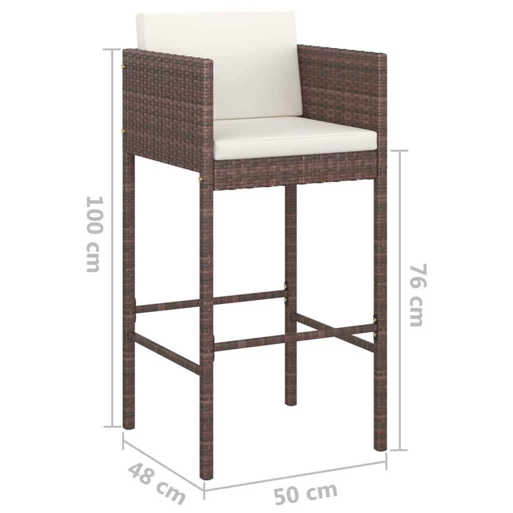 2 db barna polyrattan bárszék párnával 2 db barna polyrattan bárszék párnával
