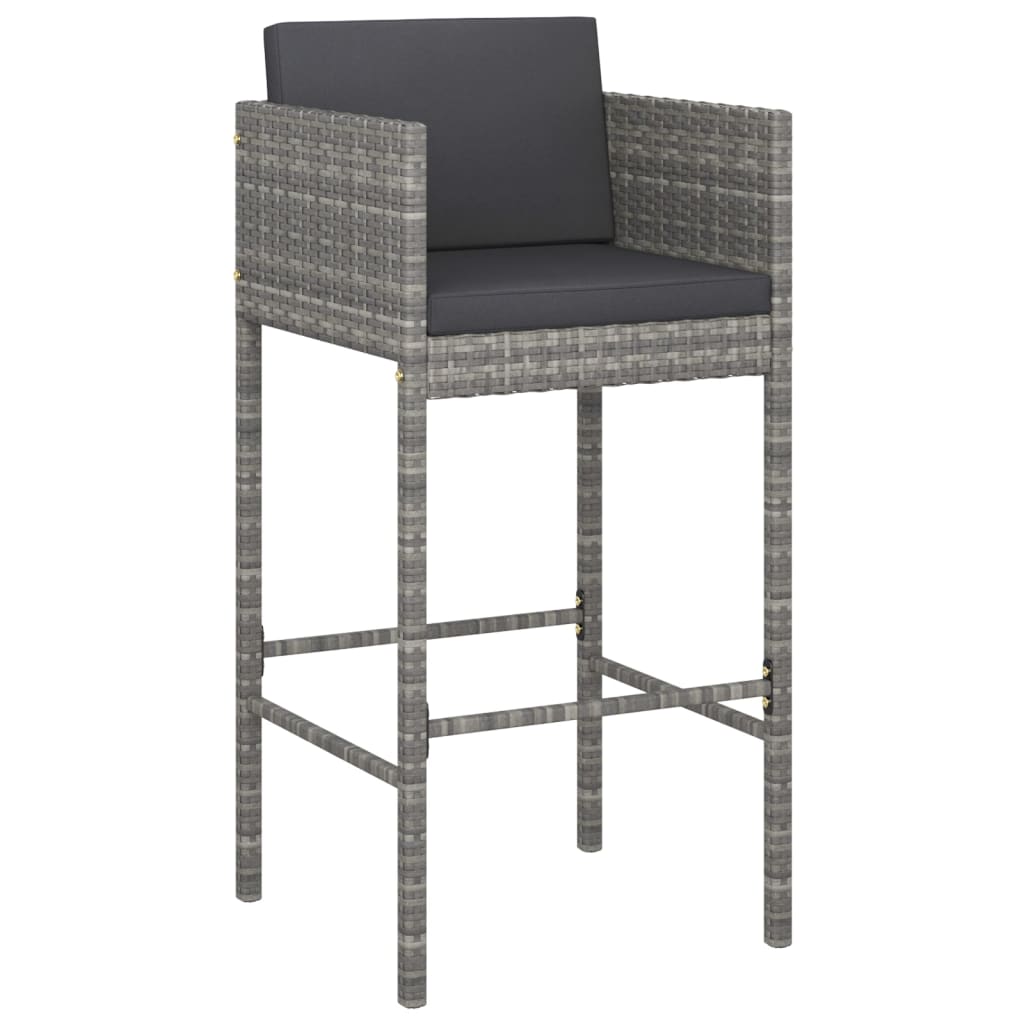 2 db szürke polyrattan bárszék párnával 2 db szürke polyrattan bárszék párnával