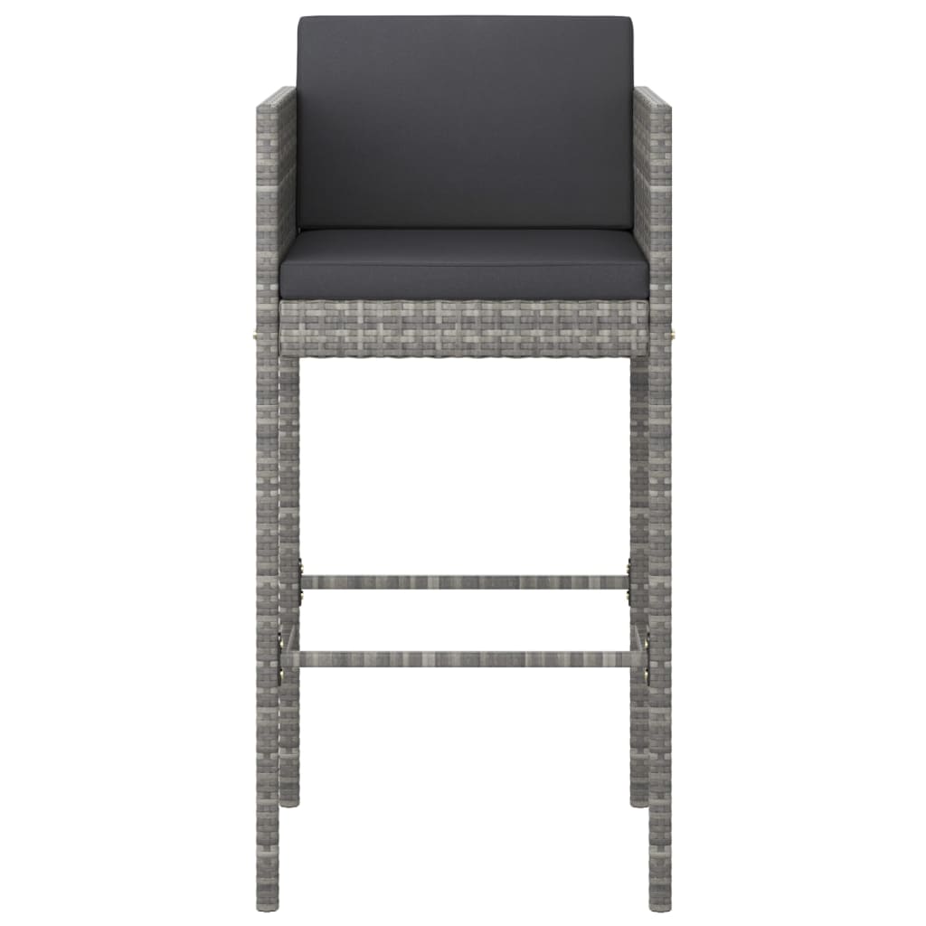 2 db szürke polyrattan bárszék párnával 2 db szürke polyrattan bárszék párnával