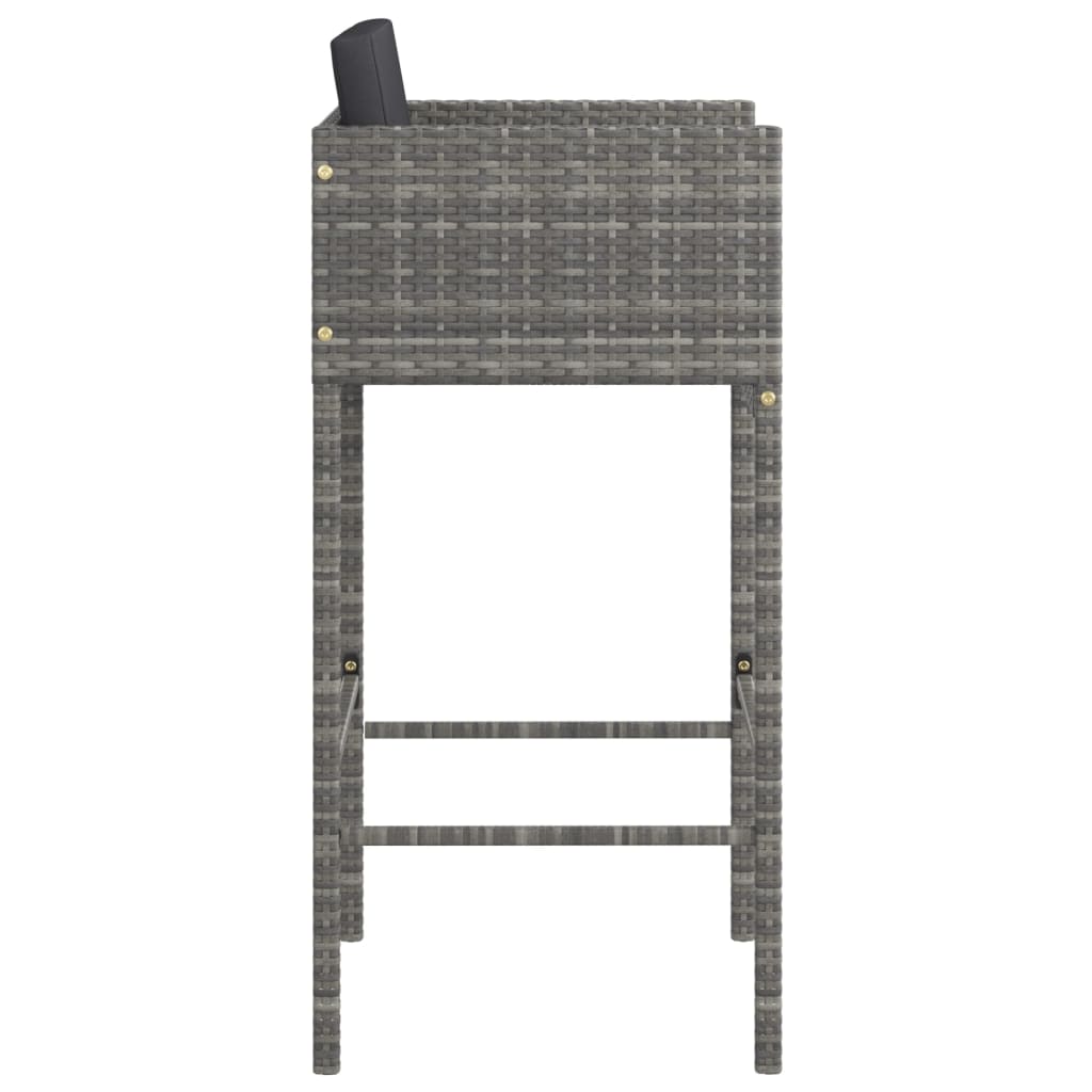 2 db szürke polyrattan bárszék párnával 2 db szürke polyrattan bárszék párnával