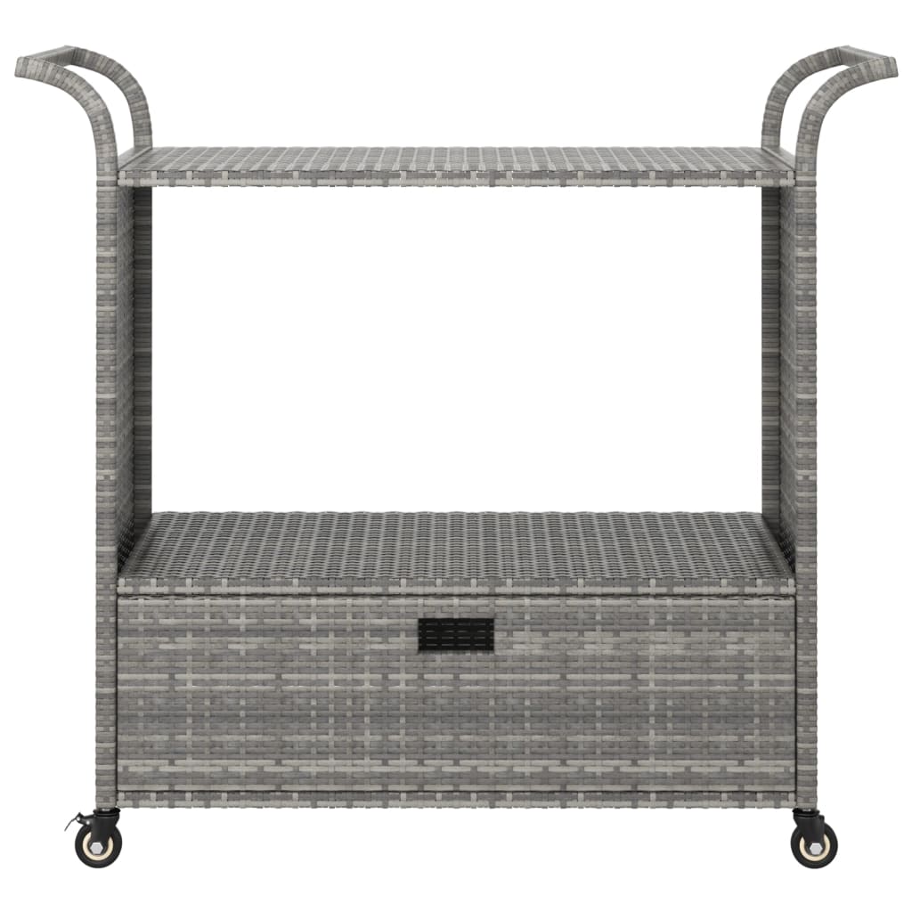 Szürke polyrattan bárkocsi fiókkal 100 x 45 x 97 cm