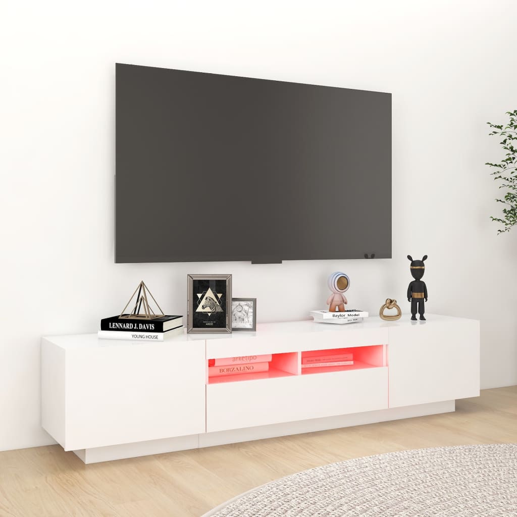 Fehér tv-szekrény led-lámpákkal 180 x 35 x 40 cm Fehér tv-szekrény led-lámpákkal 180 x 35 x 40 cm
