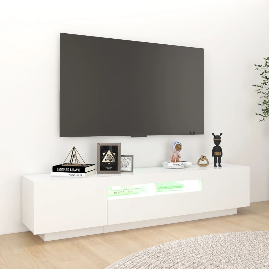 Fehér tv-szekrény led-lámpákkal 180 x 35 x 40 cm Fehér tv-szekrény led-lámpákkal 180 x 35 x 40 cm