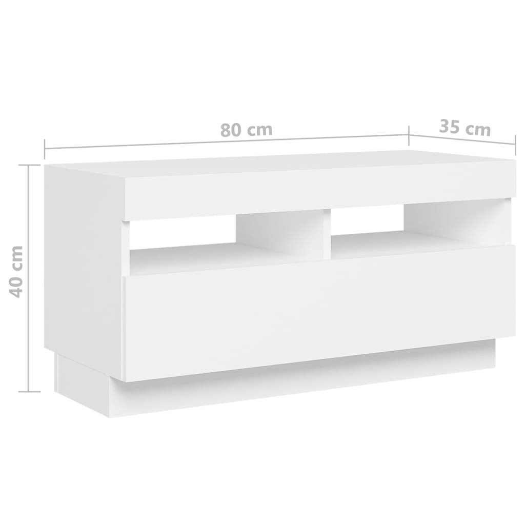 Fehér tv-szekrény led-lámpákkal 180 x 35 x 40 cm Fehér tv-szekrény led-lámpákkal 180 x 35 x 40 cm