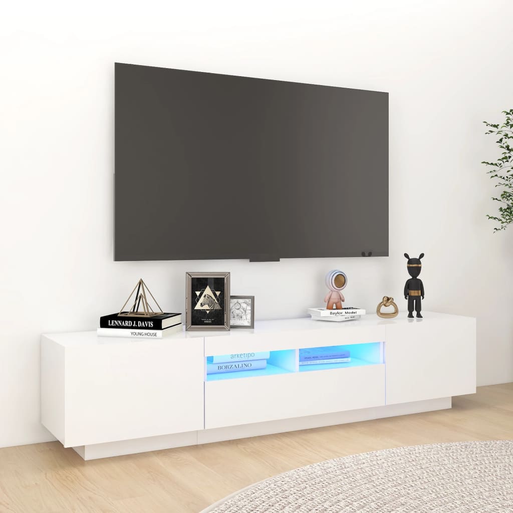 Fehér tv-szekrény led-lámpákkal 180 x 35 x 40 cm Fehér tv-szekrény led-lámpákkal 180 x 35 x 40 cm