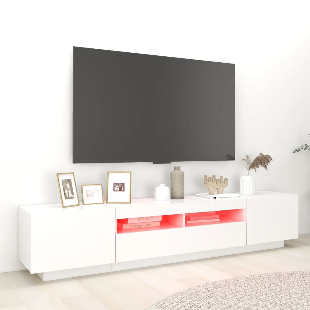 Fehér tv-szekrény led-lámpákkal 200 x 35 x 40 cm Fehér tv-szekrény led-lámpákkal 200 x 35 x 40 cm