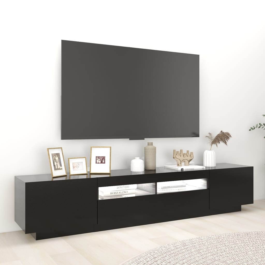 Fekete tv-szekrény led-lámpákkal 200 x 35 x 40 cm