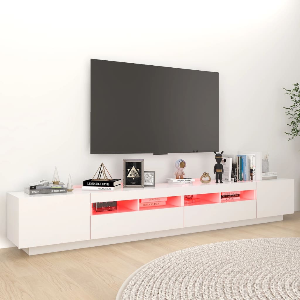 Fehér tv-szekrény led-lámpákkal 260 x 35 x 40 cm