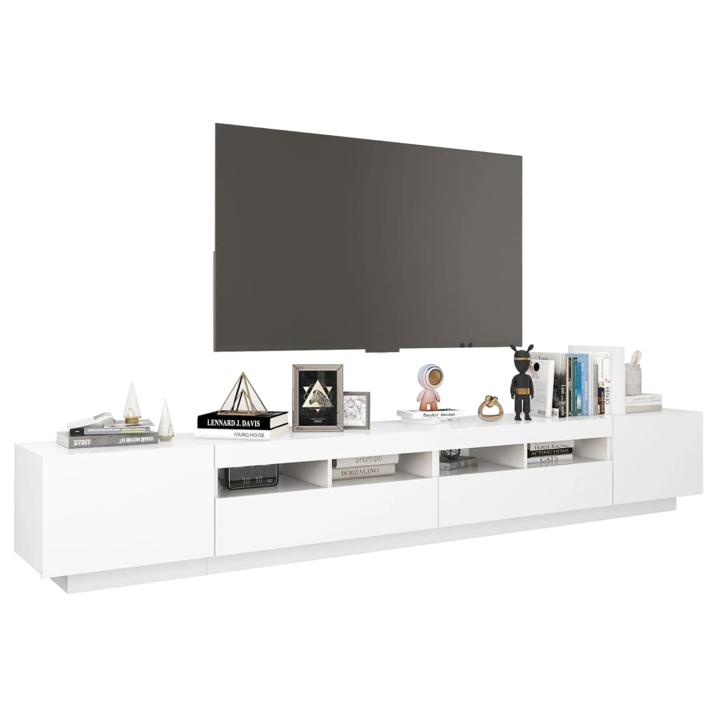 Fehér tv-szekrény led-lámpákkal 260 x 35 x 40 cm