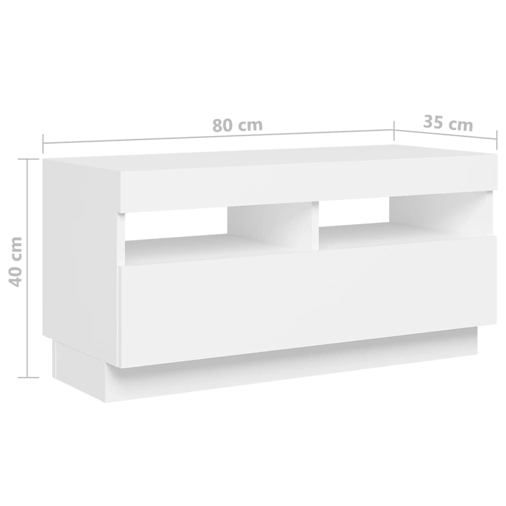 Fehér tv-szekrény led-lámpákkal 260 x 35 x 40 cm