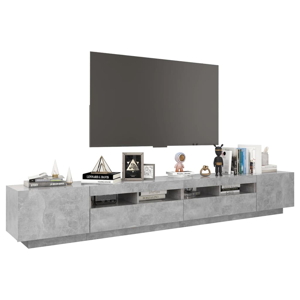 Betonszürke tv-szekrény led-lámpákkal 260 x 35 x 40 cm Betonszürke tv-szekrény led-lámpákkal 260 x 35 x 40 cm