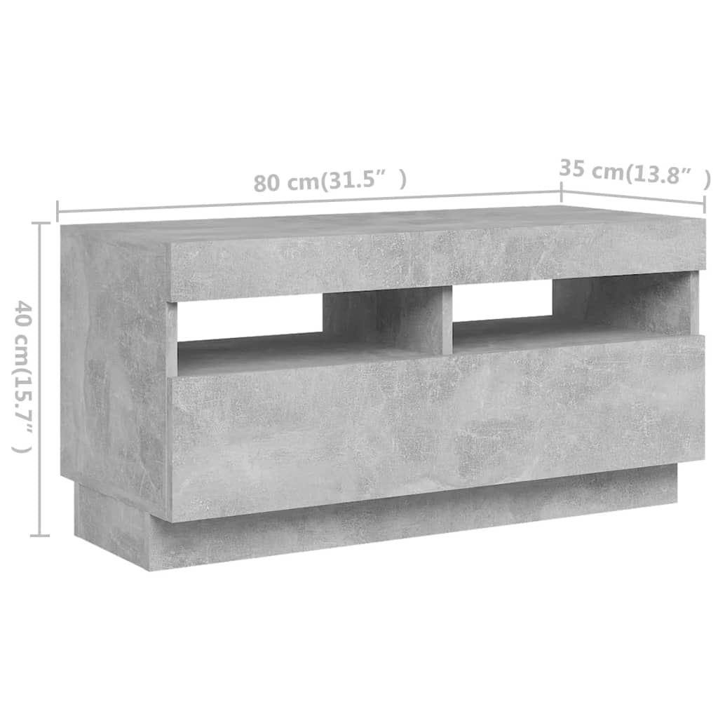 Betonszürke tv-szekrény led-lámpákkal 260 x 35 x 40 cm Betonszürke tv-szekrény led-lámpákkal 260 x 35 x 40 cm