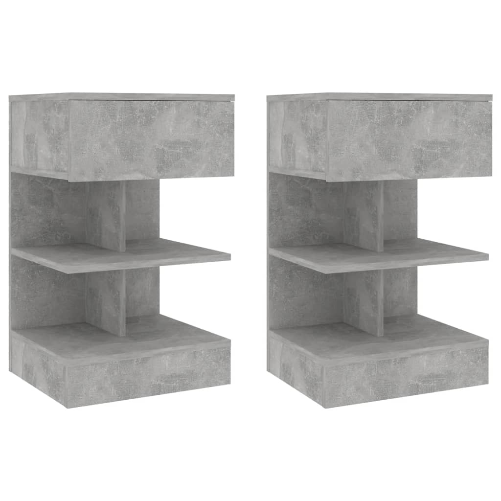 2 db betonszürke éjjeliszekrény 40 x 35 x 65 cm