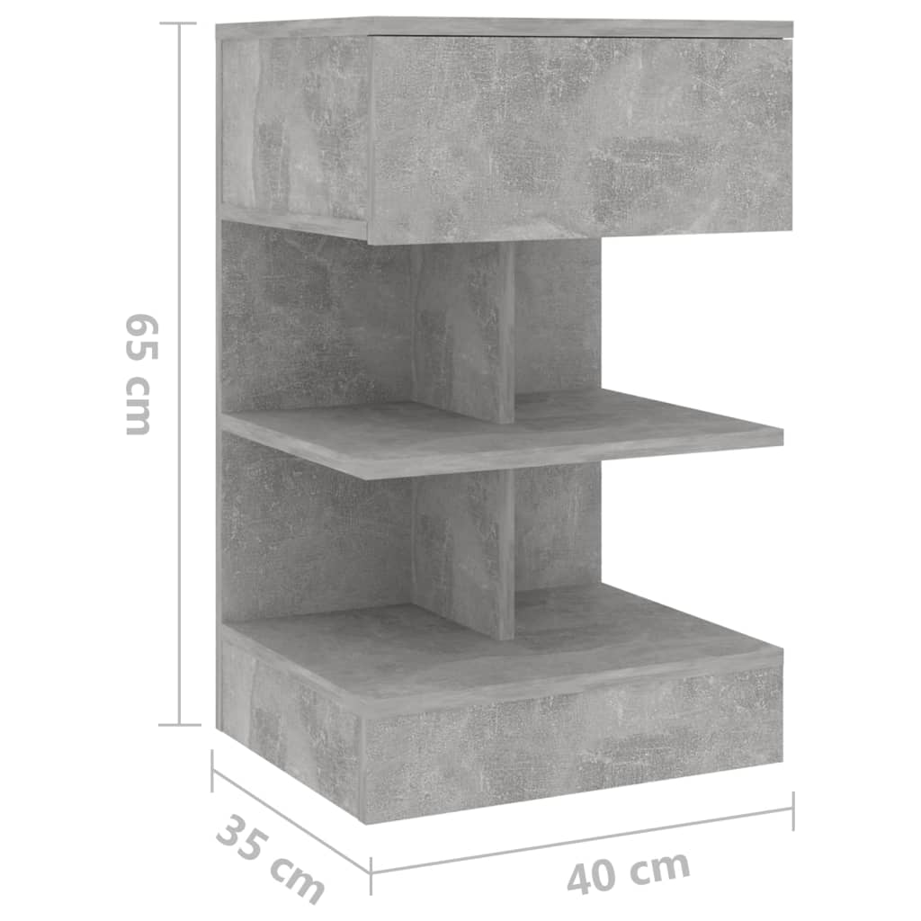 2 db betonszürke éjjeliszekrény 40 x 35 x 65 cm
