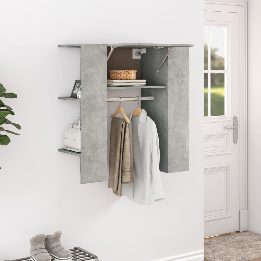 Betonszürke szerelt fa előszobaszekrény 97,5 x 37 x 99 cm