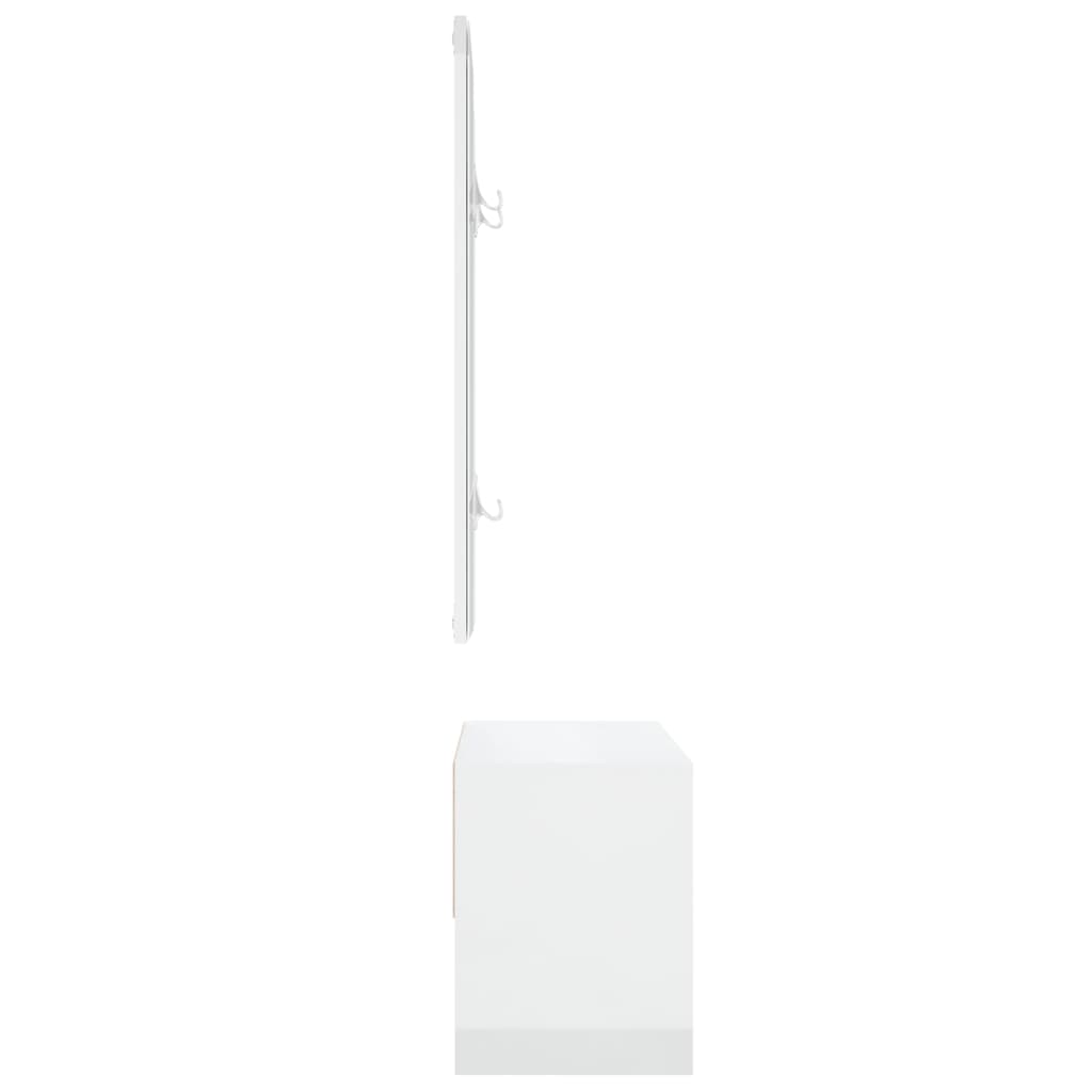 Magasfényű fehér szerelt fa előszobai bútorszett