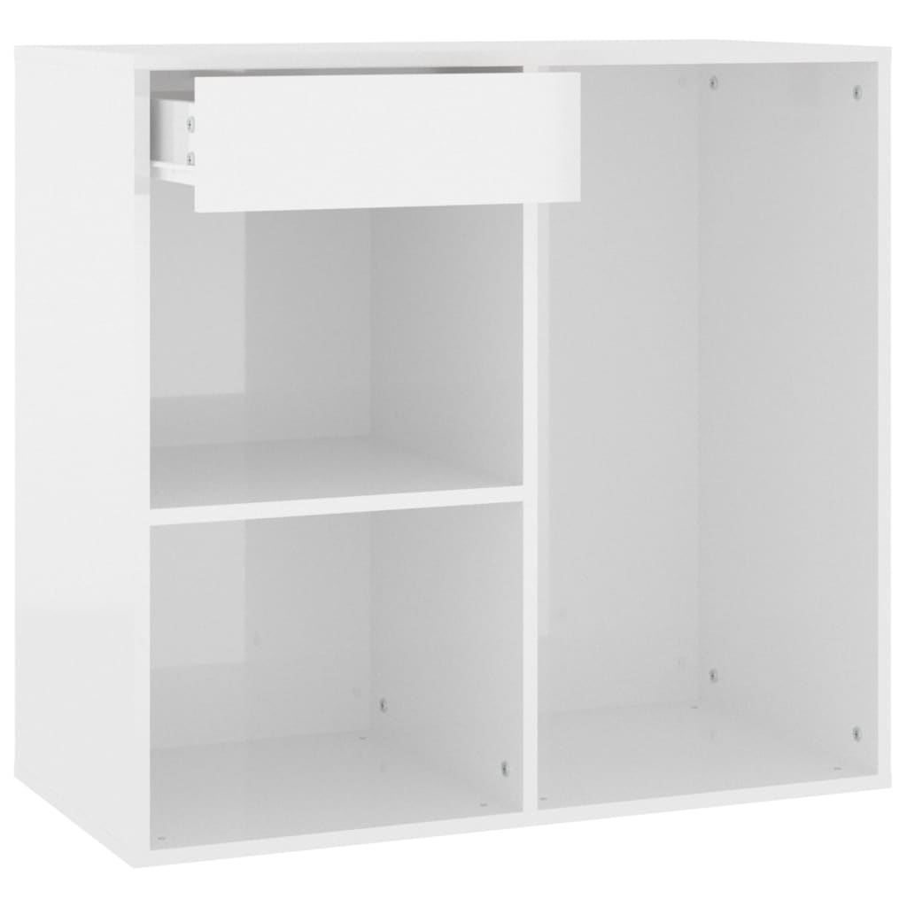 Magasfényű fehér szerelt fa pipereszekrény 80 x 40 x 75 cm