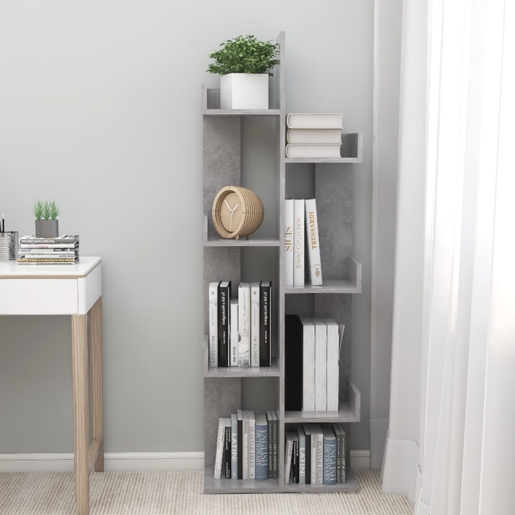 Betonszürke forgácslap könyvszekrény 48 x 25,5 x 140 cm