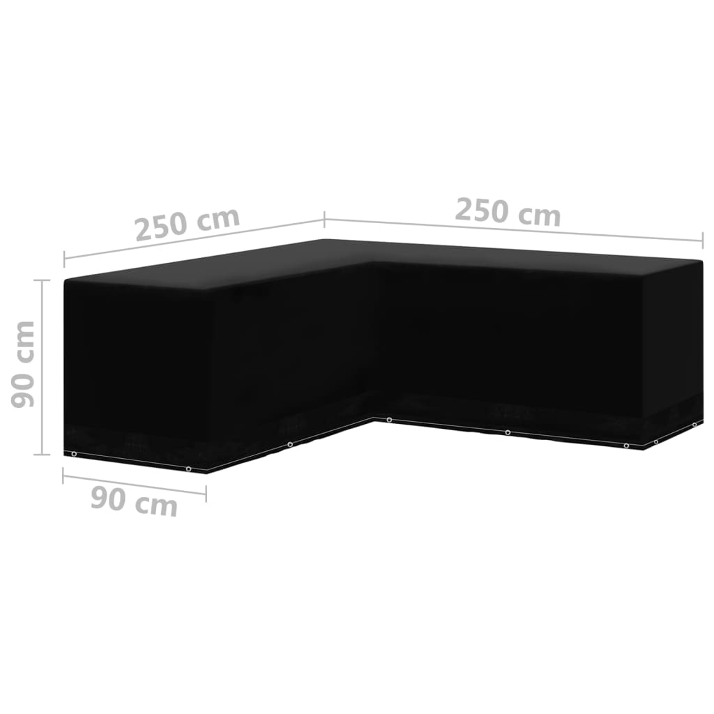2 db l-alakú kertibútor-védőhuzat 12 fűzőlyukkal 250x250x90 cm