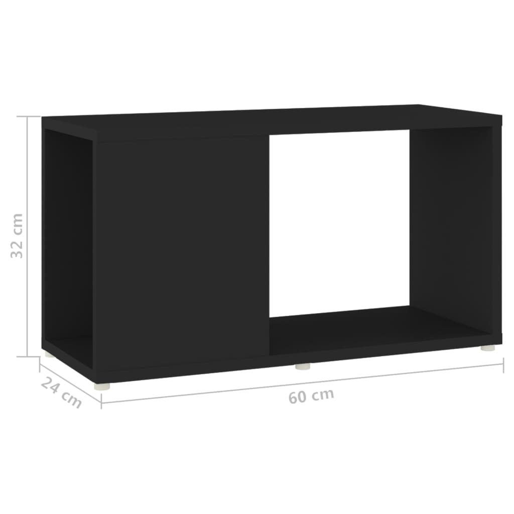 Fekete forgácslap tv-szekrény 60 x 24 x 32 cm Fekete forgácslap tv-szekrény 60 x 24 x 32 cm