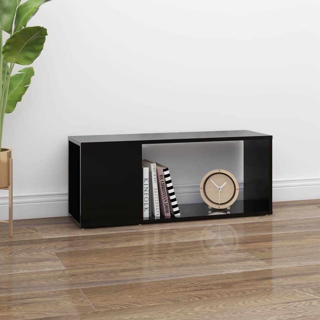 Fekete forgácslap tv-szekrény 80 x 24 x 32 cm Fekete forgácslap tv-szekrény 80 x 24 x 32 cm