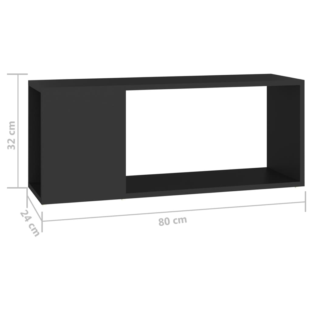 Fekete forgácslap tv-szekrény 80 x 24 x 32 cm Fekete forgácslap tv-szekrény 80 x 24 x 32 cm