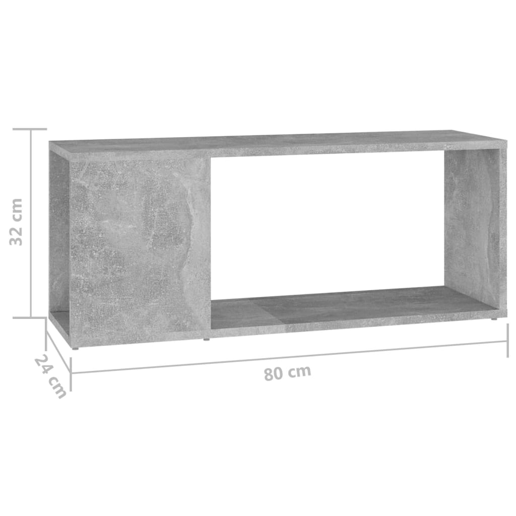 Betonszürke forgácslap tv-szekrény 80 x 24 x 32 cm