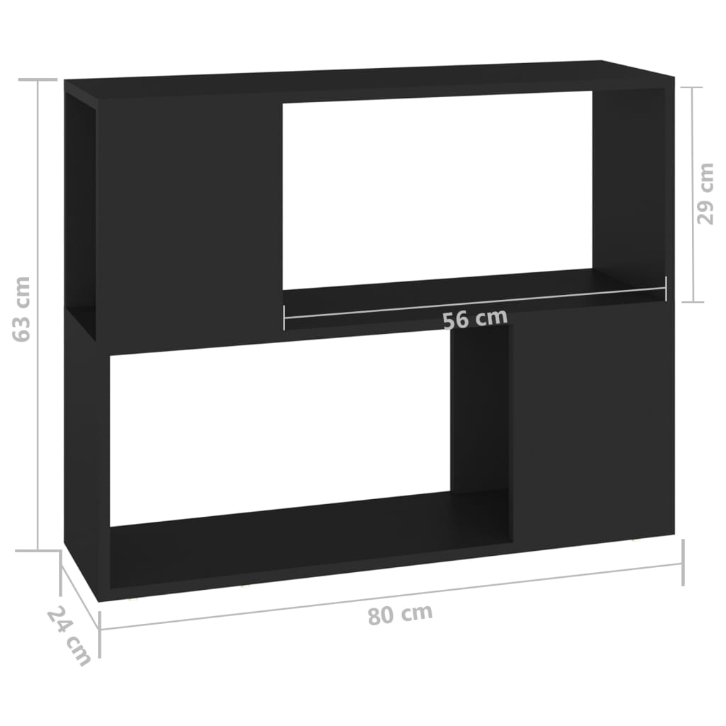 Fekete forgácslap tv-szekrény 80 x 24 x 63 cm Fekete forgácslap tv-szekrény 80 x 24 x 63 cm
