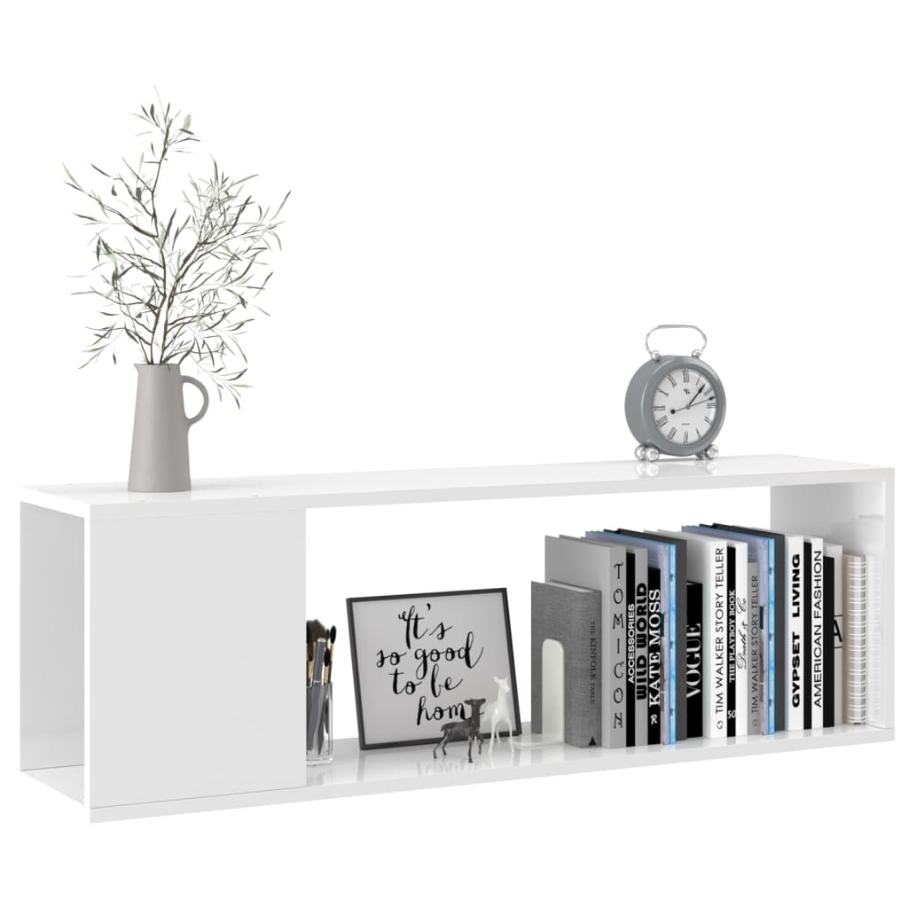 Magasfényű fehér forgácslap tv-szekrény 100 x 24 x 32 cm Magasfényű fehér forgácslap tv-szekrény 100 x 24 x 32 cm