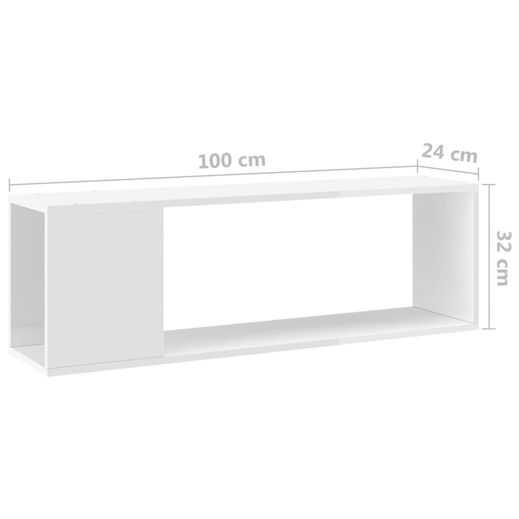 Magasfényű fehér forgácslap tv-szekrény 100 x 24 x 32 cm Magasfényű fehér forgácslap tv-szekrény 100 x 24 x 32 cm