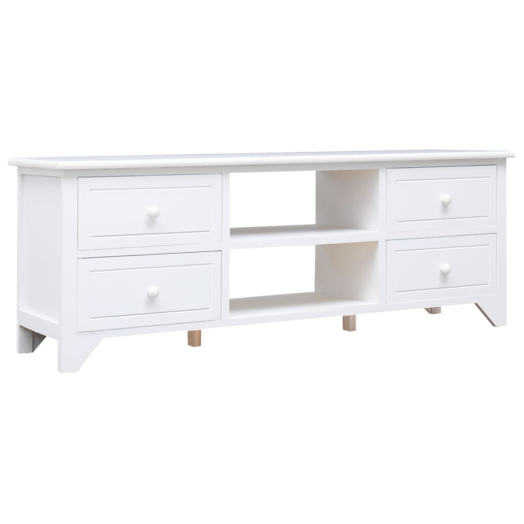 Fehér tömör császárfa tv-szekrény 108 x 30 x 40 cm Fehér tömör császárfa tv-szekrény 108 x 30 x 40 cm