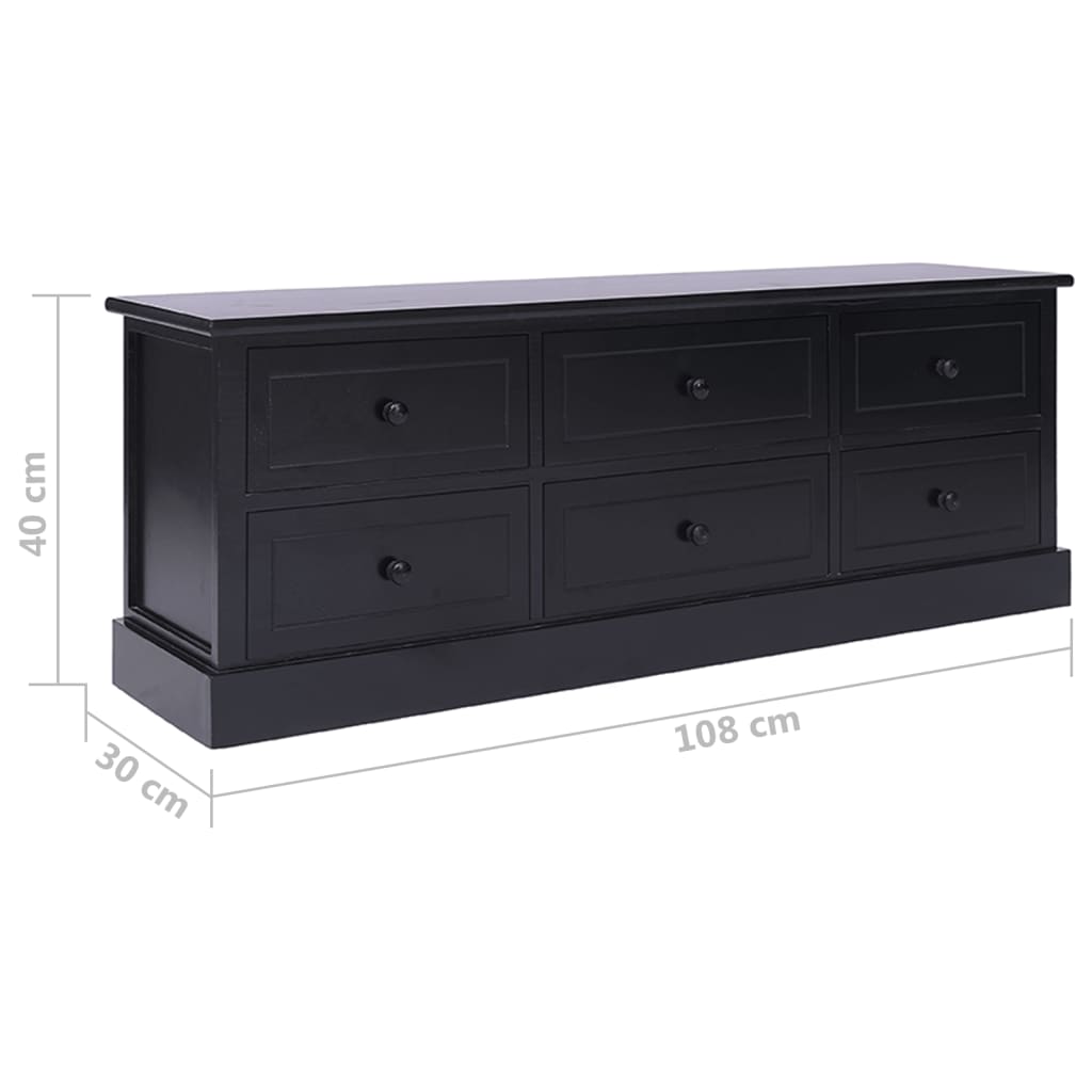 Fekete tömör császárfa tv-szekrény 108 x 30 x 40 cm