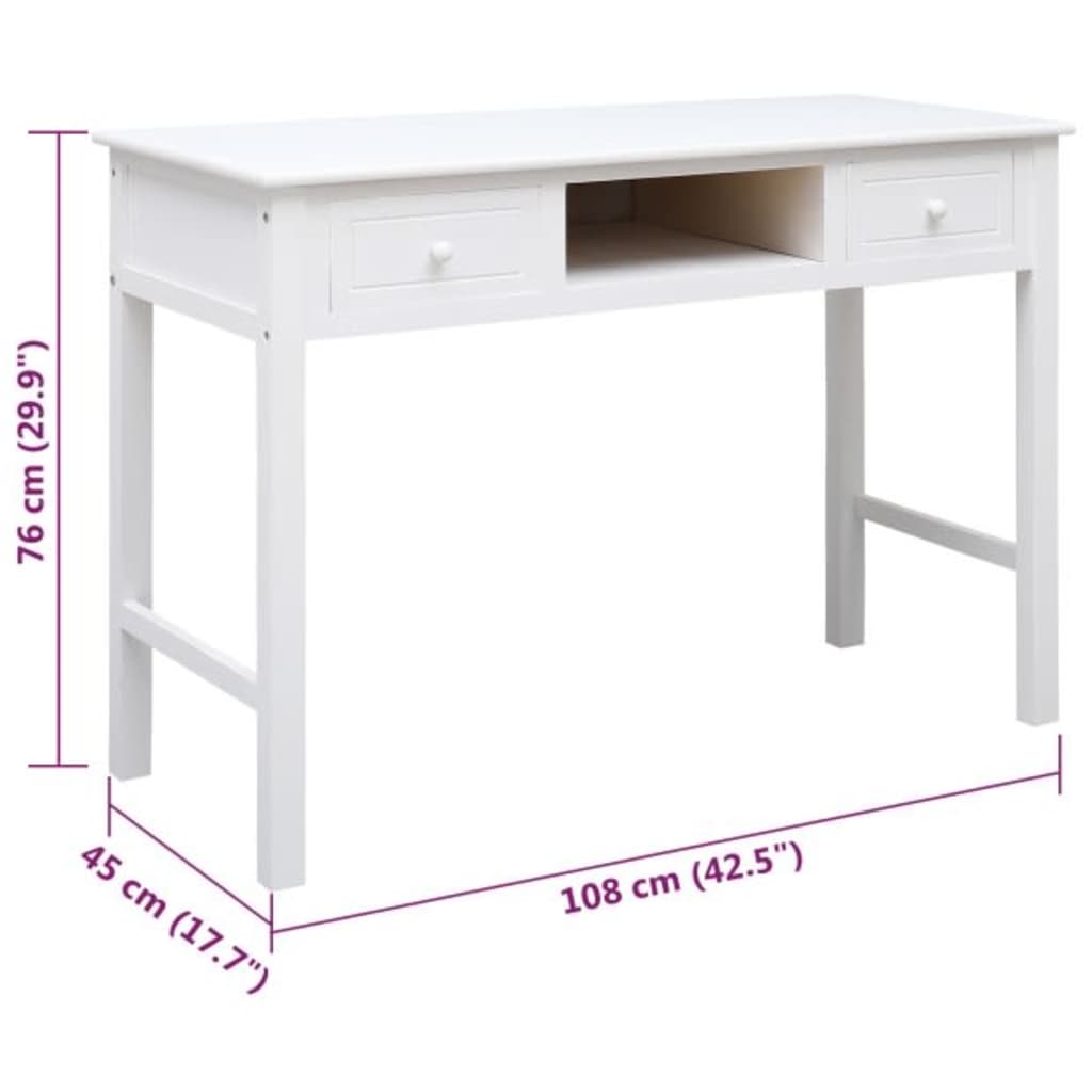 Fehér tömör császárfa íróasztal 108 x 45 x 76 cm Fehér tömör császárfa íróasztal 108 x 45 x 76 cm