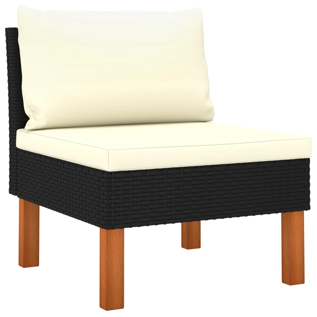 7 részes fekete polyrattan és eukaliptuszfa kerti ülőgarnitúra 7 részes fekete polyrattan és eukaliptuszfa kerti ülőgarnitúra