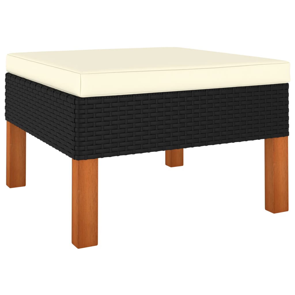 7 részes fekete polyrattan és eukaliptuszfa kerti ülőgarnitúra 7 részes fekete polyrattan és eukaliptuszfa kerti ülőgarnitúra