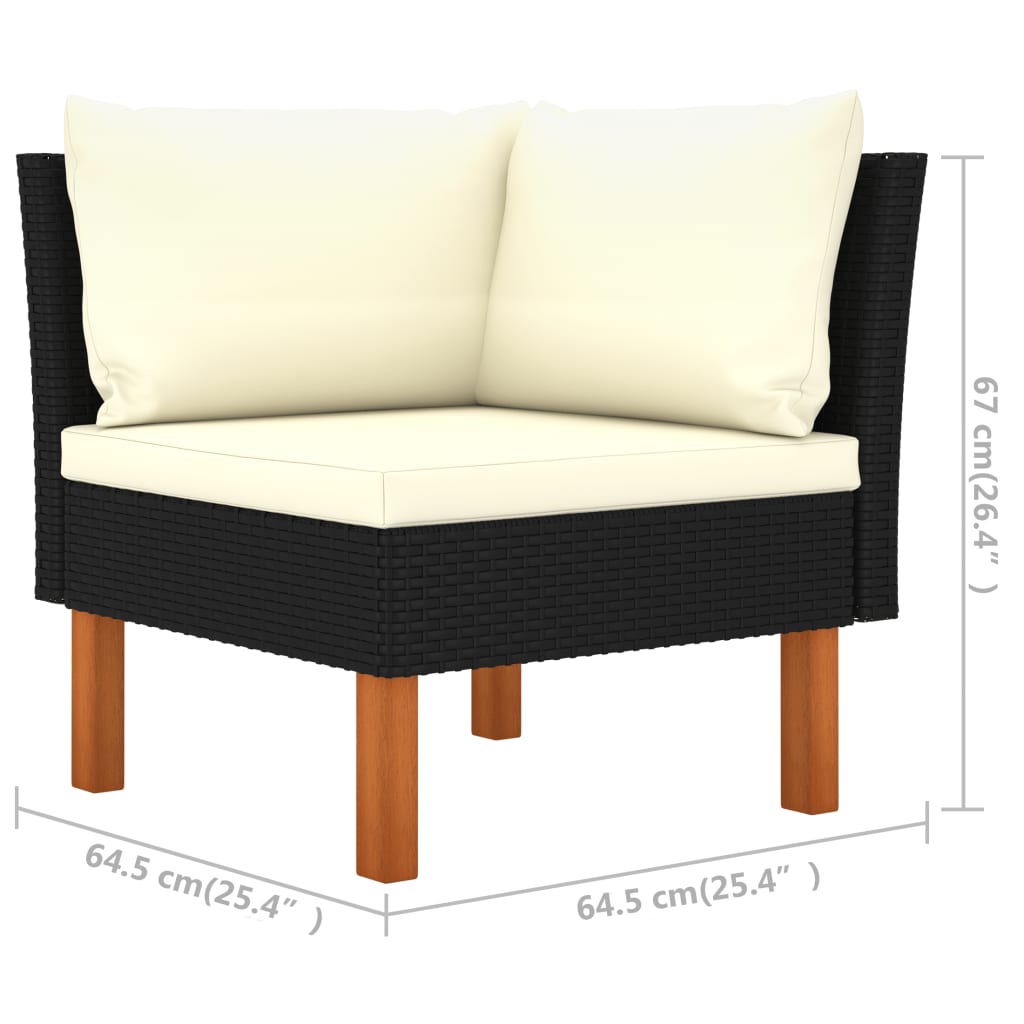 7 részes fekete polyrattan és eukaliptuszfa kerti ülőgarnitúra 7 részes fekete polyrattan és eukaliptuszfa kerti ülőgarnitúra