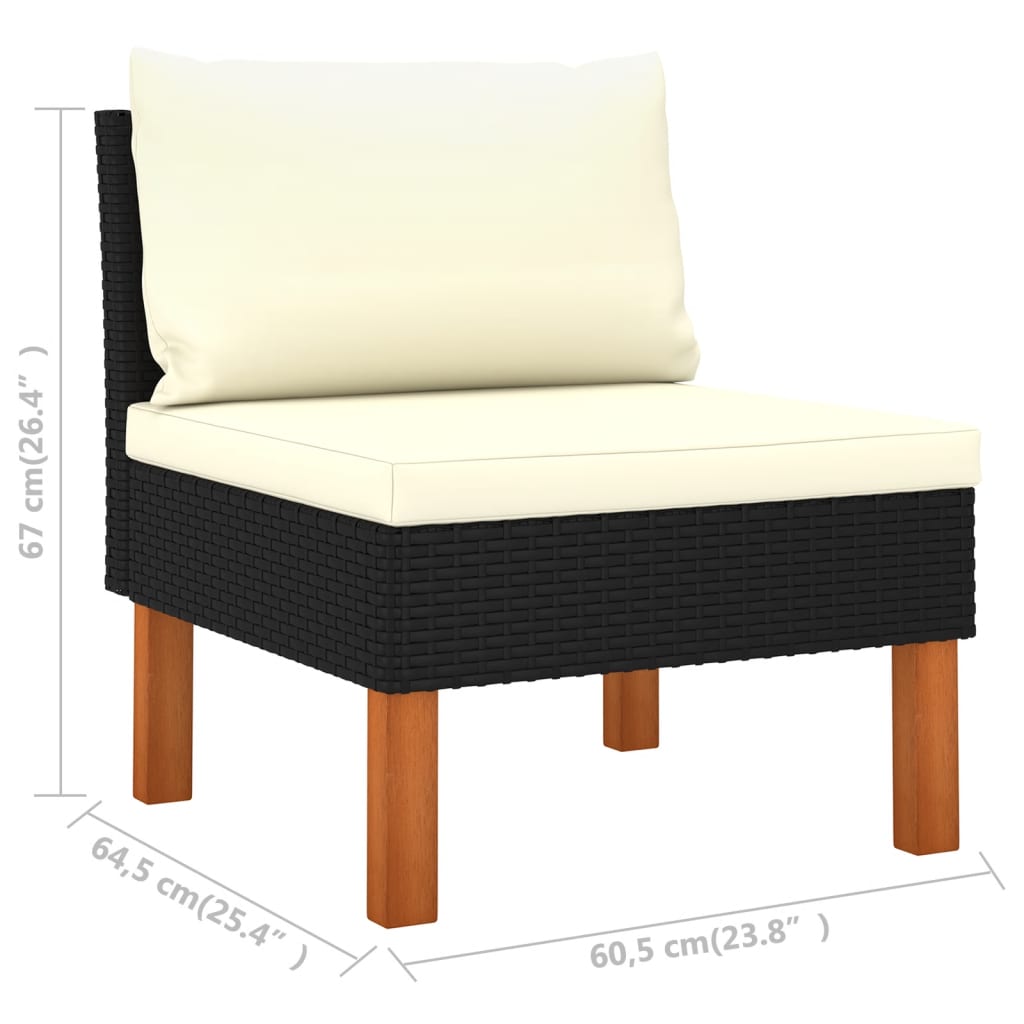 7 részes fekete polyrattan és eukaliptuszfa kerti ülőgarnitúra 7 részes fekete polyrattan és eukaliptuszfa kerti ülőgarnitúra