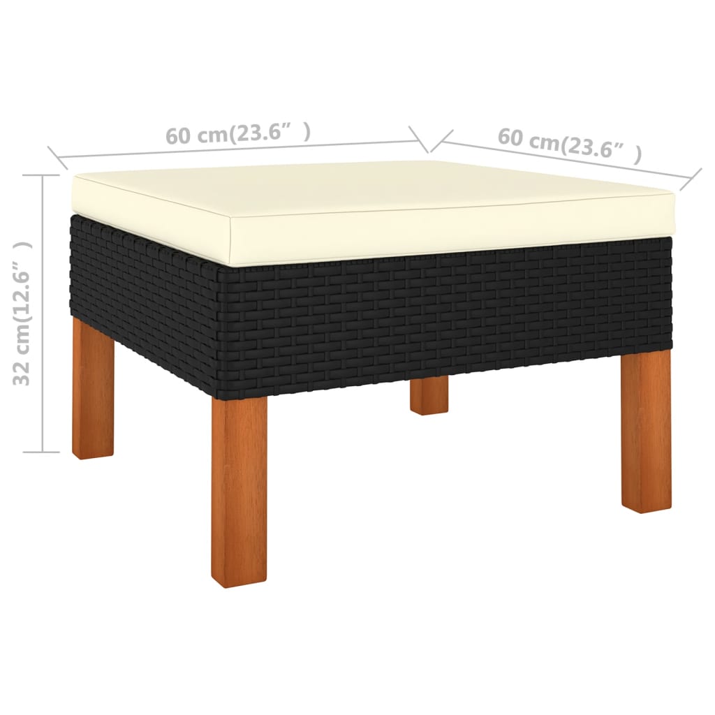 7 részes fekete polyrattan és eukaliptuszfa kerti ülőgarnitúra 7 részes fekete polyrattan és eukaliptuszfa kerti ülőgarnitúra