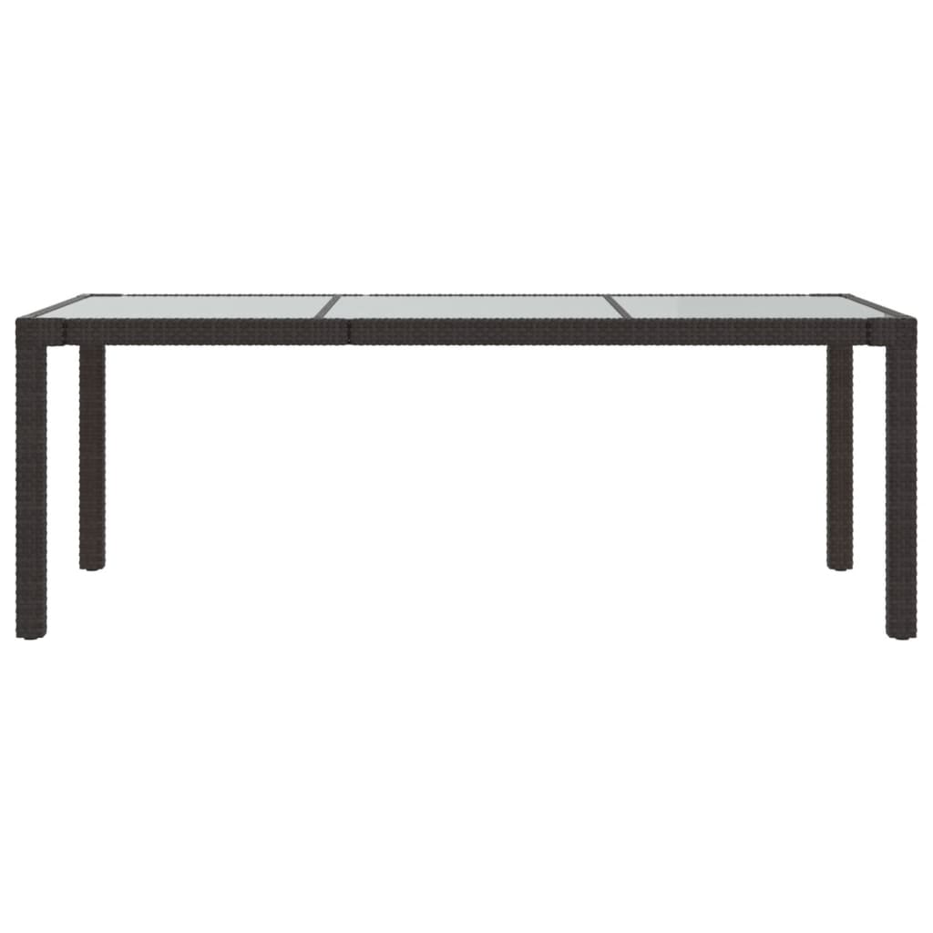 Barna polyrattan és edzett üveg kerti asztal 190 x 90 x 75 cm