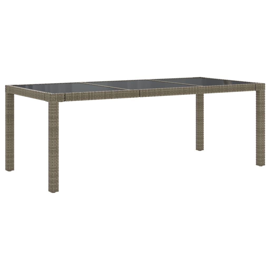 Szürke polyrattan és edzett üveg kerti asztal 190 x 90 x 75 cm