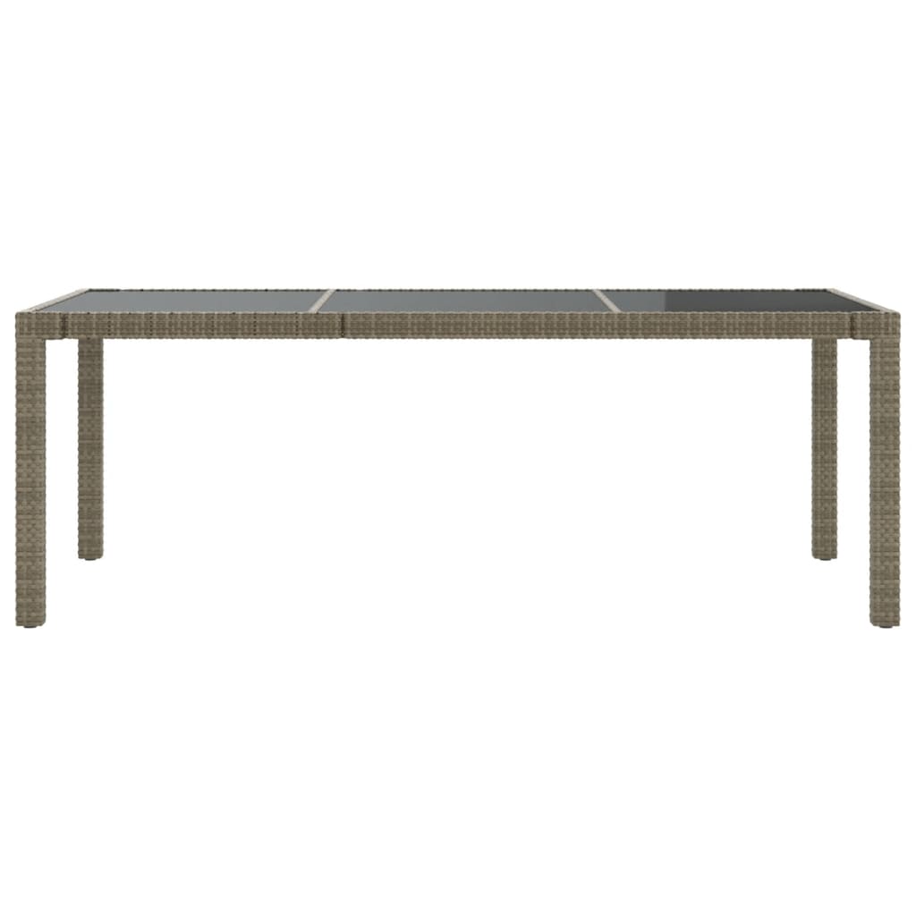 Szürke polyrattan és edzett üveg kerti asztal 190 x 90 x 75 cm