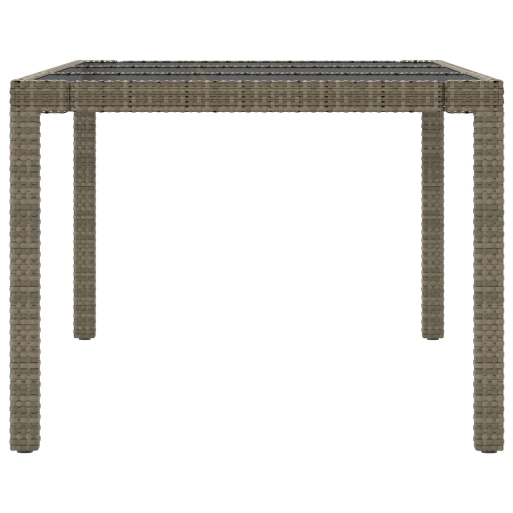 Szürke polyrattan és edzett üveg kerti asztal 190 x 90 x 75 cm