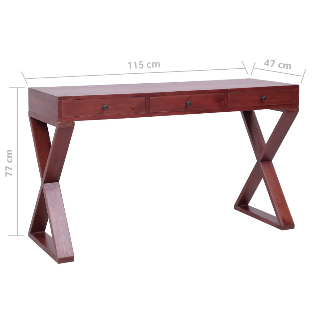 Barna tömör mahagóni számítógépasztal 115 x 47 x 77 cm