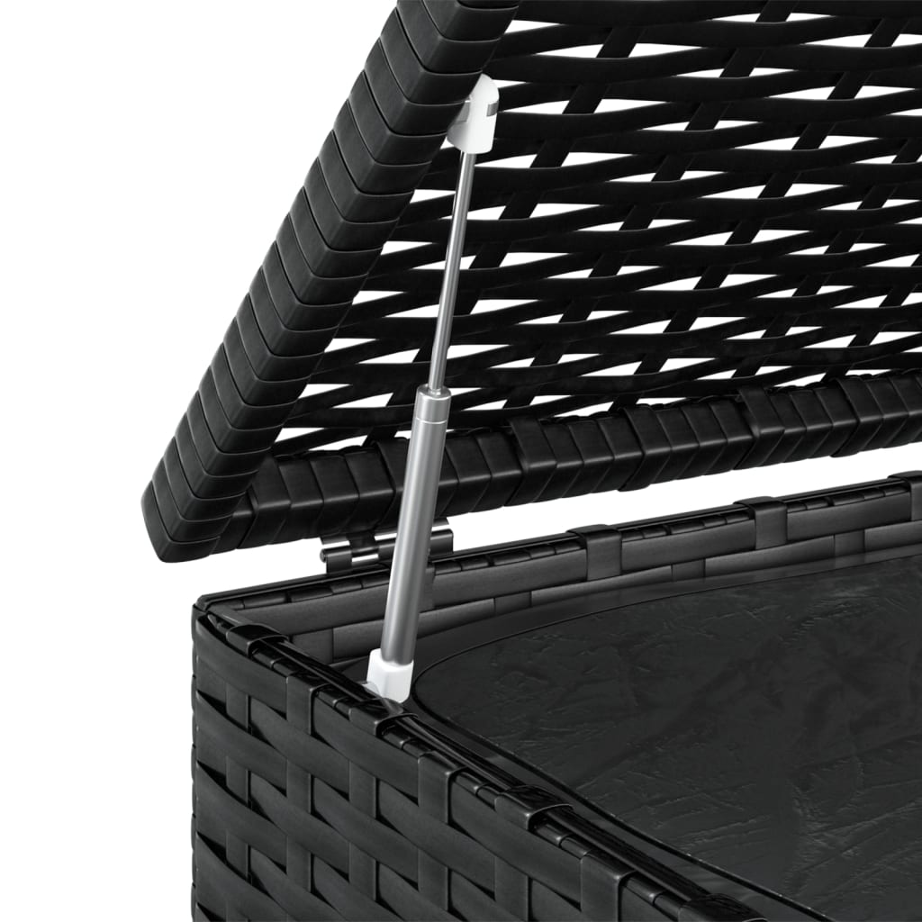 Fekete polietilén rattan kerti párnatartó láda 100x97,5x104 cm