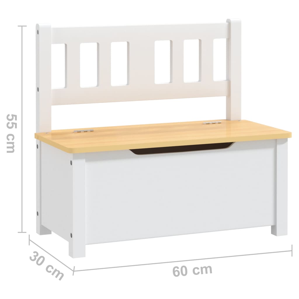 Fehér-bézs mdf gyermek tárolópad 60 x 30 x 55 cm