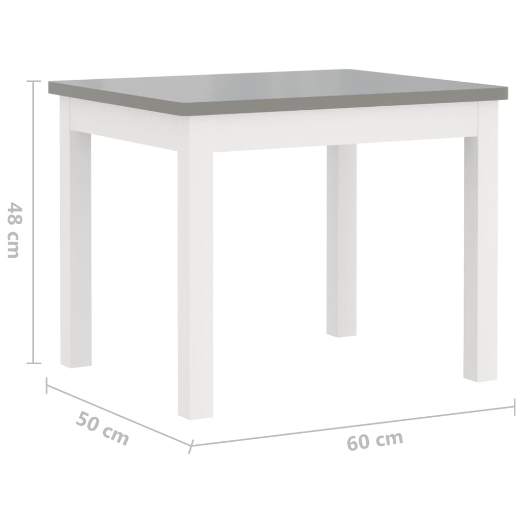 4-részes fehér-szürke színű mdf gyerekasztal- és székkészlet 4-részes fehér-szürke színű mdf gyerekasztal- és székkészlet