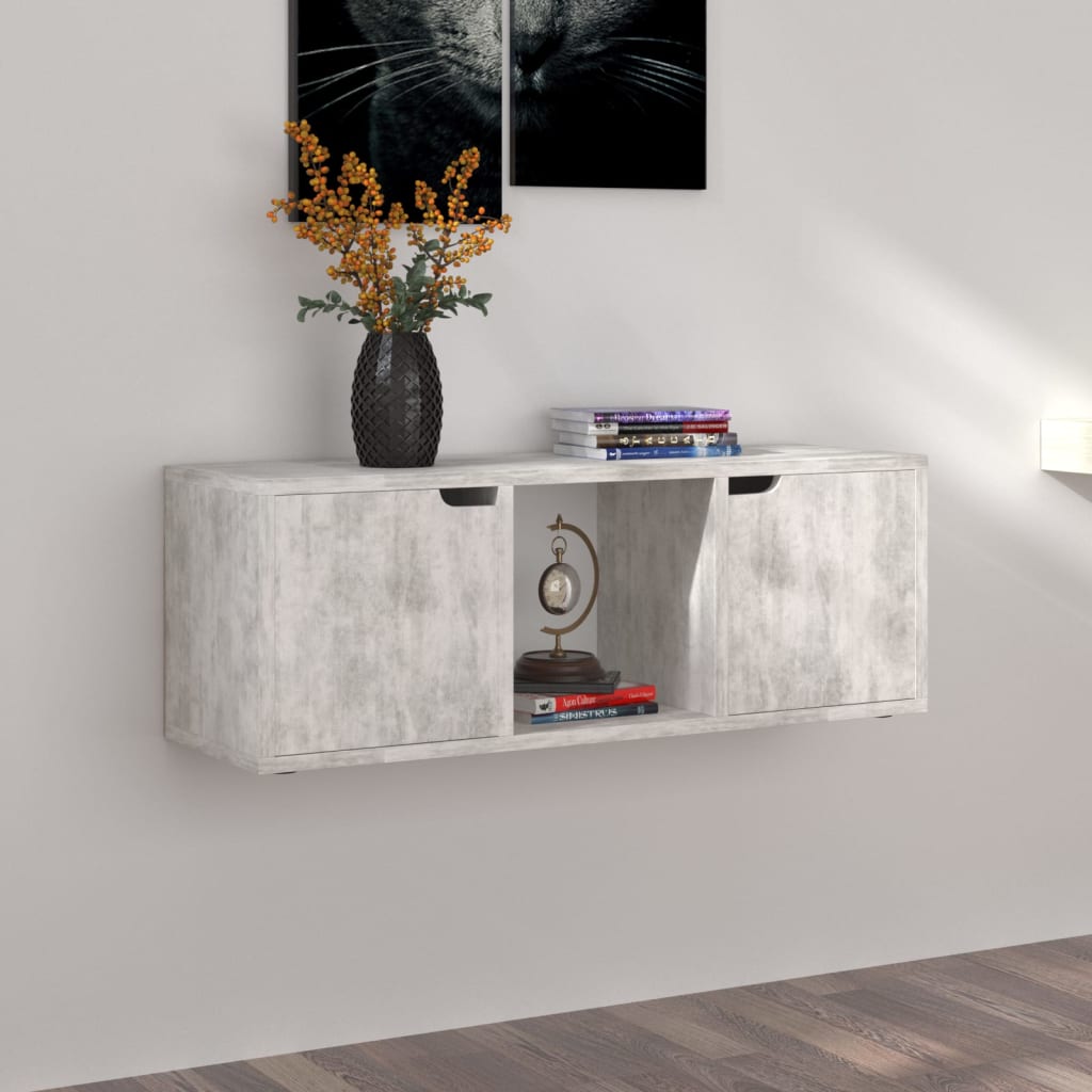 Betonszürke forgácslap tv-szekrény 88,5 x 27,5 x 30,5 cm Betonszürke forgácslap tv-szekrény 88,5 x 27,5 x 30,5 cm