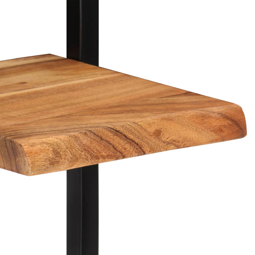 2 darab tömör akácfa és acél falipolc 25 x 25 x 75 cm