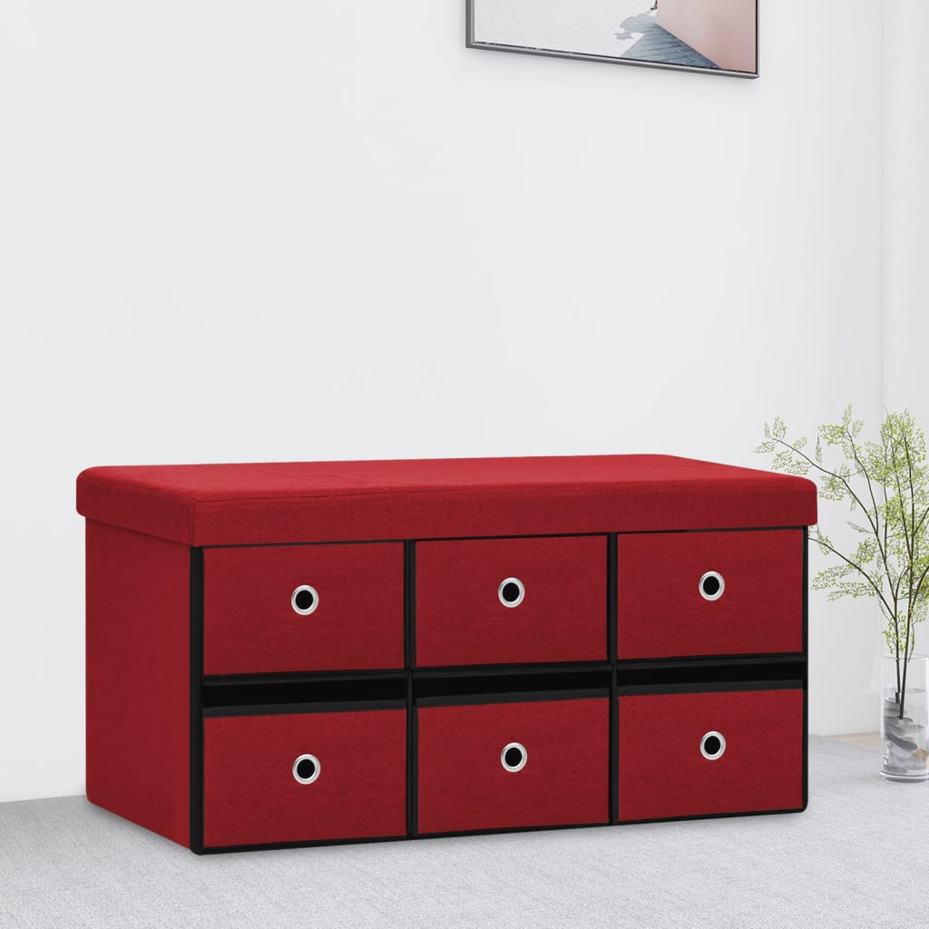 Bordó összecsukható művászon tárolópad 76 x 38 x 38 cm